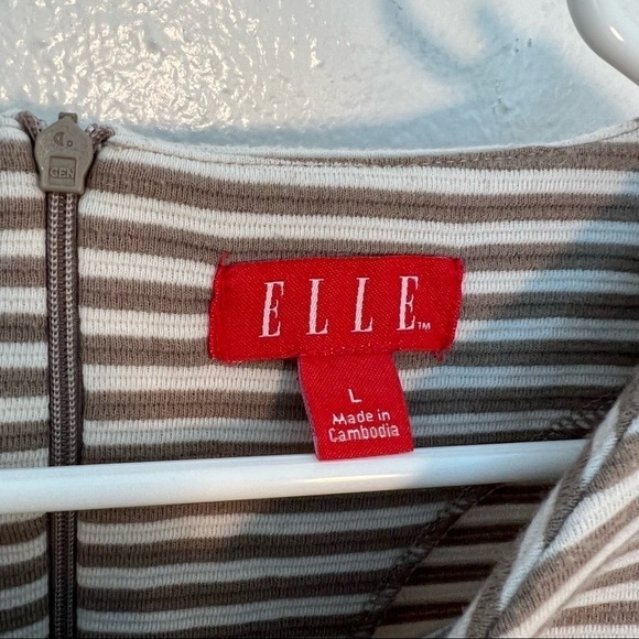 Elle Boatneck Top Beige White Stripes - Picture 8 of 9